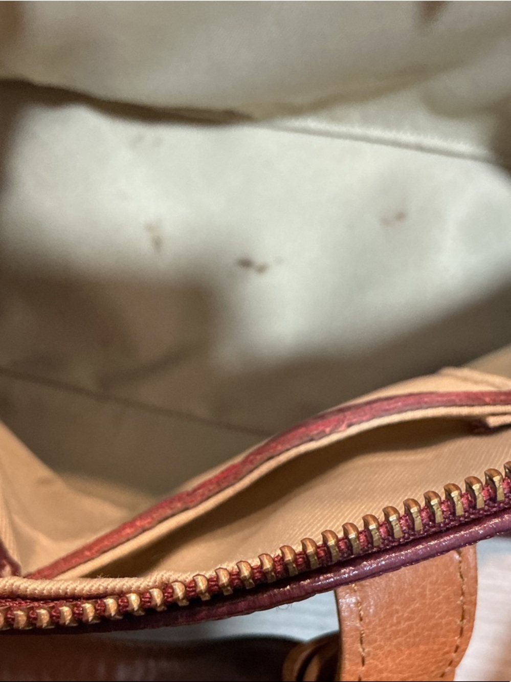 Valentina Burgundy Leather Dome Satchel with Tan Handles Made in Italy - Picture 6 of 7